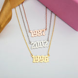 Custom Old English Number Necklace