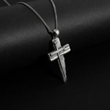 Sterling Silver Nail & Wood Cross Necklace for Men | 925 Faith Pendant