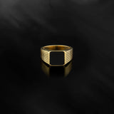 Men’s Black Onyx Square Gold Ring – Solid 10K, 14K & 18K Gold
