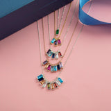 Baguette Shape Birthstone Necklace