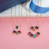 Emerald Cut Birthstone Necklace