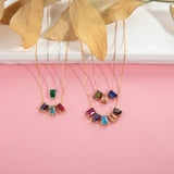 Emerald Cut Birthstone Necklace
