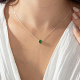 Personalized Oval Birthstone Necklace