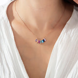 Baguette Shape Birthstone Necklace