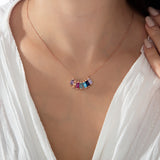 Baguette Shape Birthstone Necklace