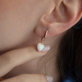 Heart Shaped White Opal Earrings