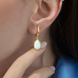 Teardrop White Opal Earrings