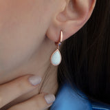 Teardrop White Opal Earrings