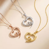Double Heart Necklace with Diamond in silver, gold and rose gold