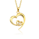 Double Heart Necklace with Diamond in gold