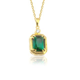 Emerald Cut Emerald Necklace with Diamond in gold