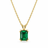 Emerald Cut Emerald Solitaire Necklace in gold