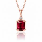 Emerald Cut Ruby Necklace with Diamond in rose gold