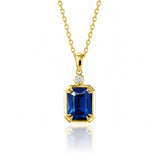 Emerald Cut Sapphire Necklace with Diamond in gold