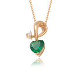 Heart Emerald Necklace with Diamond Swirl in rose gold