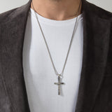 925 Sterling Silver Men’s Cross Pendant Necklace