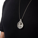 Silver Saint Francis Pendant, Saint Francis Men's Necklace, Christian Saint Francis Medallion, Religious Jewelry, Men's Gift, Gift For Her