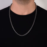 Cross Patterned Chain Necklace, Chain Necklace For Man, 925 Silver Unique Oxidized Silver Chain, Gift For Dad, Unique Gift For Father's Day