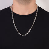 Silver Chunky Chain, Byzantine Chain, Handmade Engraved Chain Necklace, Diamond Chain Necklace, Gift For Mens, Unique Gift For Father's Day