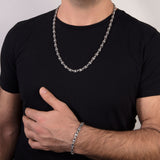 Silver Chunky Chain, Byzantine Chain, Handmade Engraved Chain Necklace, Diamond Chain Necklace, Gift For Mens, Unique Gift For Father's Day