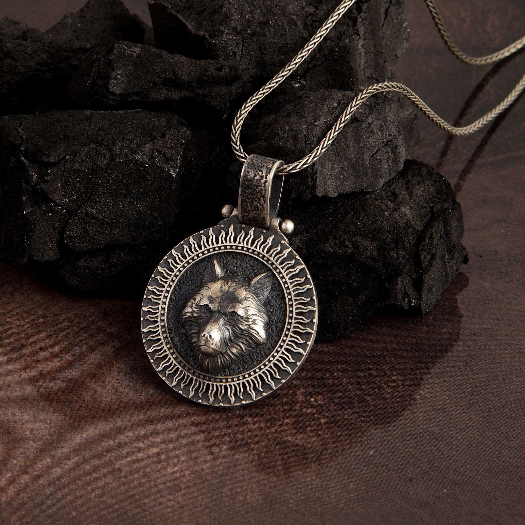 Wild Wolf Necklace, Alpha Necklace, Sterling Silver Animal Necklace, Wolf Man Pendant, Jewelry Gift For Men's, Unique Gift For Father's Day