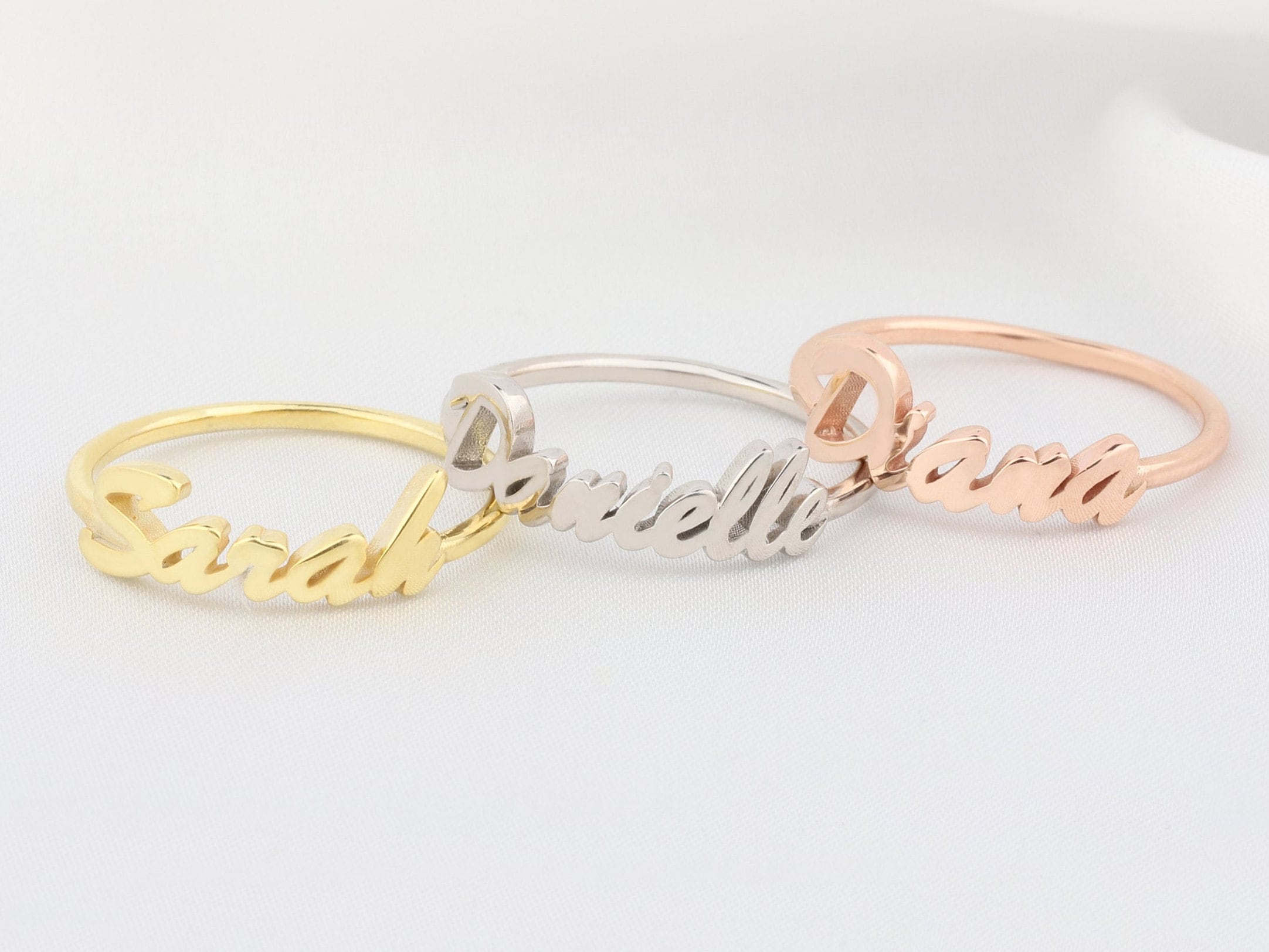 Sterling Silver Initial Name Rings, 14K Solid Gold Name Ring, Personalized Jewelry, Gift For Mothers, Ring For Women, Gift For Mothers Day