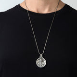 Silver Saint Francis Pendant, Saint Francis Men's Necklace, Christian Saint Francis Medallion, Religious Jewelry, Men's Gift, Gift For Her