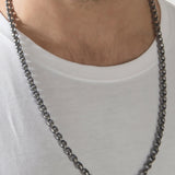 Cross Patterned Man Chain Necklace, Silver Chain For Men's, Gift For Father, Cross Embroidered Chain Necklace, Unique Gift For Father's Day