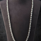 Sterling Silver Byzantine Chain Necklace, Unique Chain Necklace For Men's, Cross Patterned Man Chain Necklace, Unique Gift For Father's Day