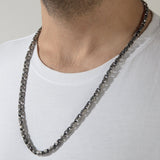 Sterling Silver Byzantine Chain Necklace, Unique Chain Necklace For Men's, Cross Patterned Man Chain Necklace, Unique Gift For Father's Day