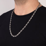 Silver Chunky Chain, Byzantine Chain, Handmade Engraved Chain Necklace, Diamond Chain Necklace, Gift For Mens, Unique Gift For Father's Day