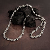 Silver Chunky Chain, Byzantine Chain, Handmade Engraved Chain Necklace, Diamond Chain Necklace, Gift For Mens, Unique Gift For Father's Day