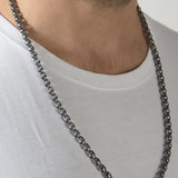 Cross Patterned Man Chain Necklace, Silver Chain For Men's, Gift For Father, Cross Embroidered Chain Necklace, Unique Gift For Father's Day