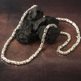 Sterling Silver Byzantine Chain Necklace, Unique Chain Necklace For Men's, Cross Patterned Man Chain Necklace, Unique Gift For Father's Day