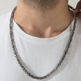 Sterling Silver Byzantine Chain Necklace, Unique Chain Necklace For Men's, Cross Patterned Man Chain Necklace, Unique Gift For Father's Day