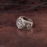 St Benedict Medal Jewelry Cross Ring, Silver Signet Mens Ring, Mens Religious Accessory, St Benedict Ring, Ring For Men, Christian Gift Ring