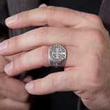 St Benedict Medal Jewelry Cross Ring, Silver Signet Mens Ring, Mens Religious Accessory, St Benedict Ring, Ring For Men, Christian Gift Ring