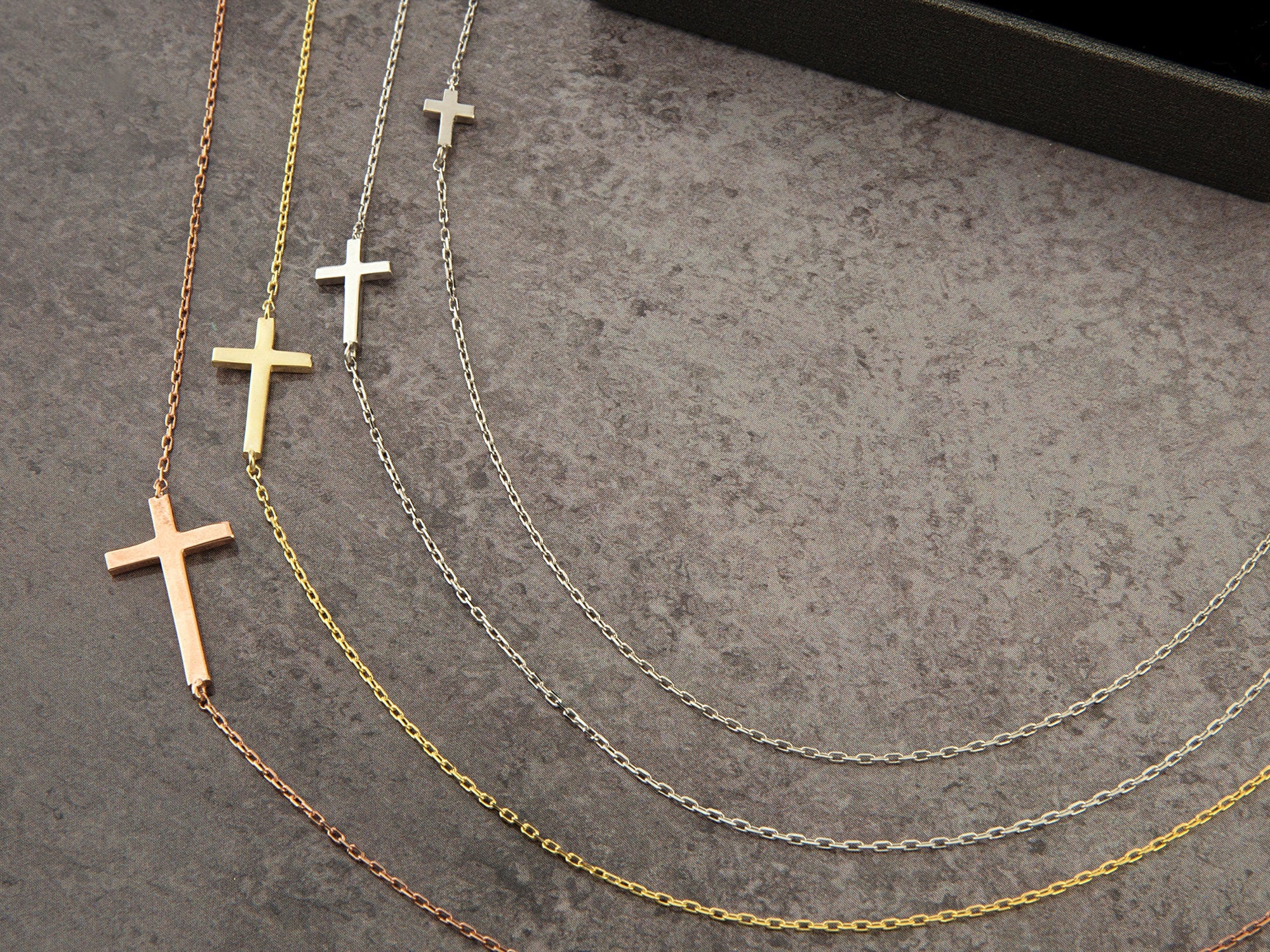 Silver Side Cross Necklace For Women, Birthday Gift For Mothers, 18K Gold Sideways Cross Necklace, Gift For Daughter, Gift For Mothers Day