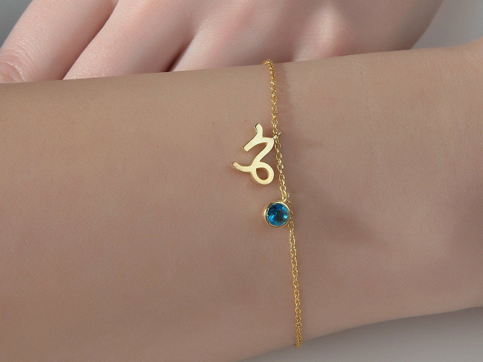 Silver Zodiac Sign Birthstone Bracelet, Gold Zodiac Birthstone Charm Bracelet, Personalized Gifts, Custom Made Jewelry, Gift For Mothers Day