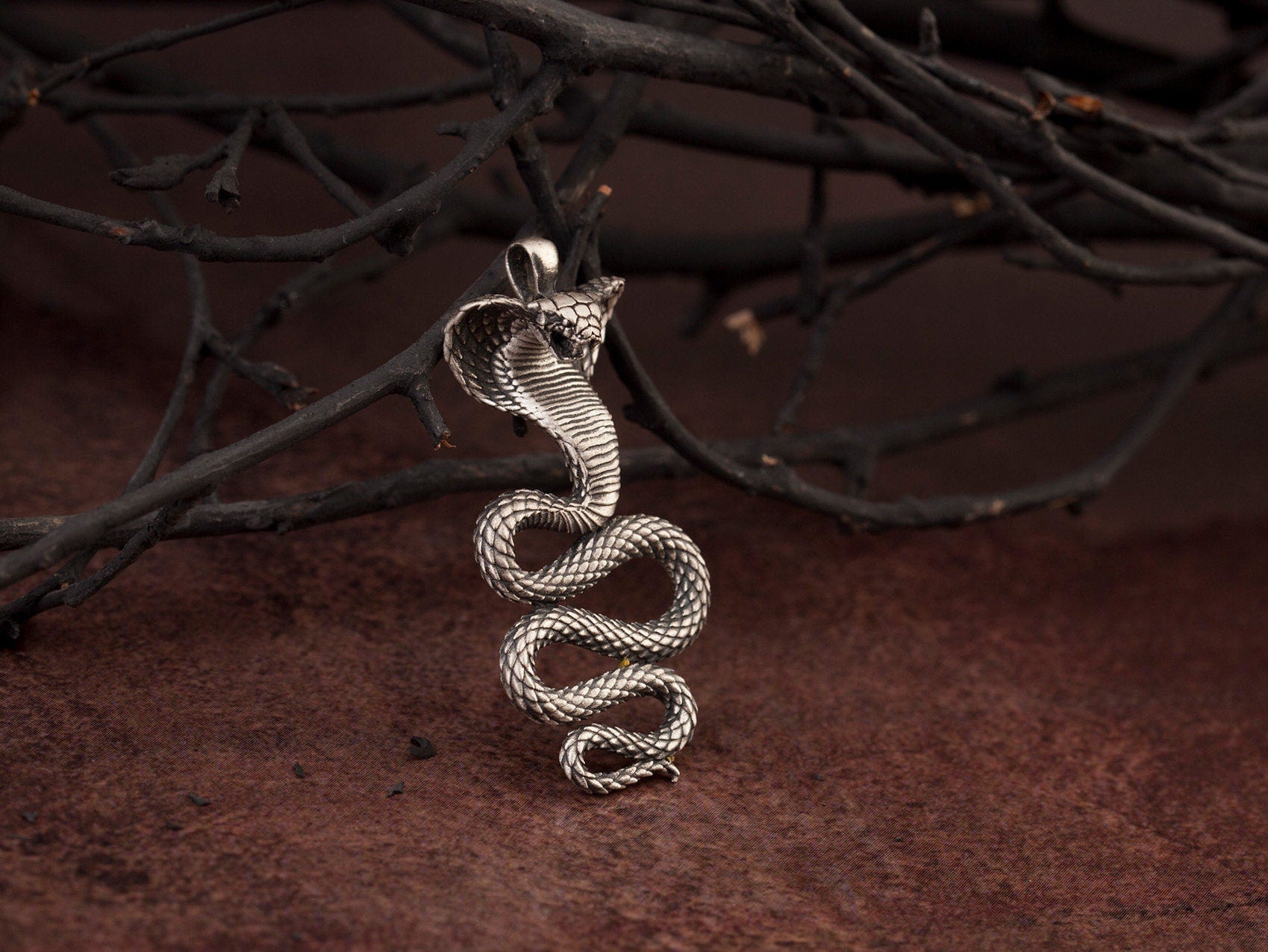 Silver Snake Necklace, Silver Men Jewelry, Unisex Silver Animal Necklace, Cobra Snake Pendant, Gift For Men's, Unique Gift For Father's Day