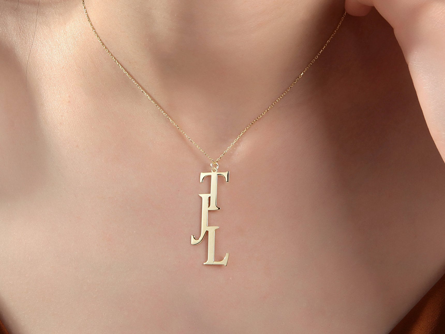 Silver Large Letter Necklaces, Birthday Gifts For Mothers, Gold Plated Big Initial Pendants, Family Initial Necklace, Gift For Mothers Day