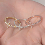 Dainty Diamond Cross Ring