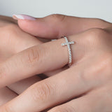 Dainty Diamond Cross Ring