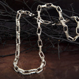 Sterling Silver Chunky Chain, Handmade Chain Necklace For Man, Jewelry Gift For Men, Patterned Chain Necklace, Unique Gift For Father's Day