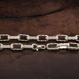 Sterling Silver Chunky Chain, Handmade Chain Necklace For Man, Jewelry Gift For Men, Patterned Chain Necklace, Unique Gift For Father's Day