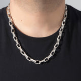 Sterling Silver Chunky Chain, Handmade Chain Necklace For Man, Jewelry Gift For Men, Patterned Chain Necklace, Unique Gift For Father's Day