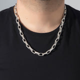 Sterling Silver Chunky Chain, Handmade Chain Necklace For Man, Jewelry Gift For Men, Patterned Chain Necklace, Unique Gift For Father's Day