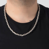 Chunky Chain Necklace, Byzantine Chain, Sterling Silver Handmade Men Necklace, Black Diamond Necklace For Man, Unique Gift For Father's Day