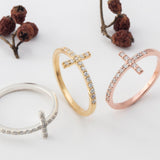 Dainty Diamond Cross Ring