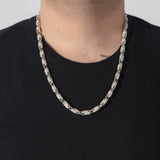 Solid Silver Byzantine Man Chain, Unique Chain Necklace, Gift For Mens, Fleur de lis Patterned Chain Necklace, Unique Gift For Father's Day